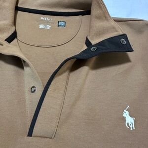 Polo by Ralph Lauren Men's Brown Polo Shirt with Black Trim